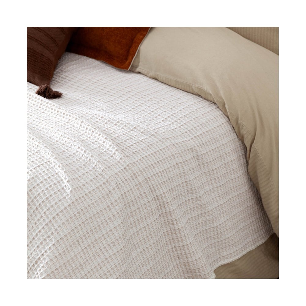 Waffle Textured 100% Cotton Bedspread