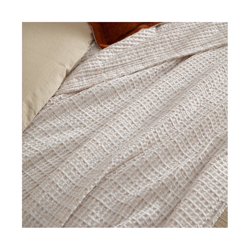 Waffle Textured 100% Cotton Bedspread