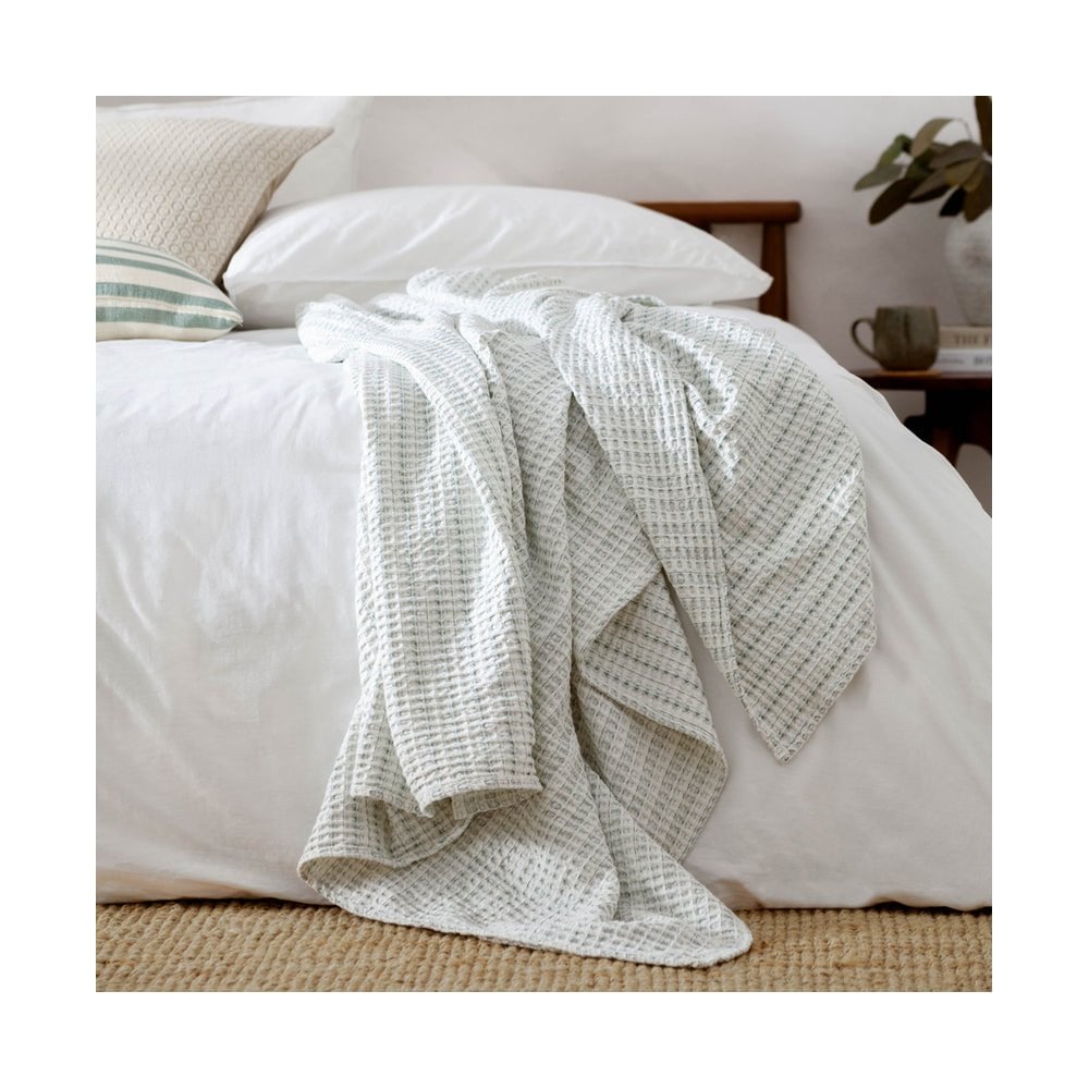 Waffle Textured 100% Cotton Bedspread
