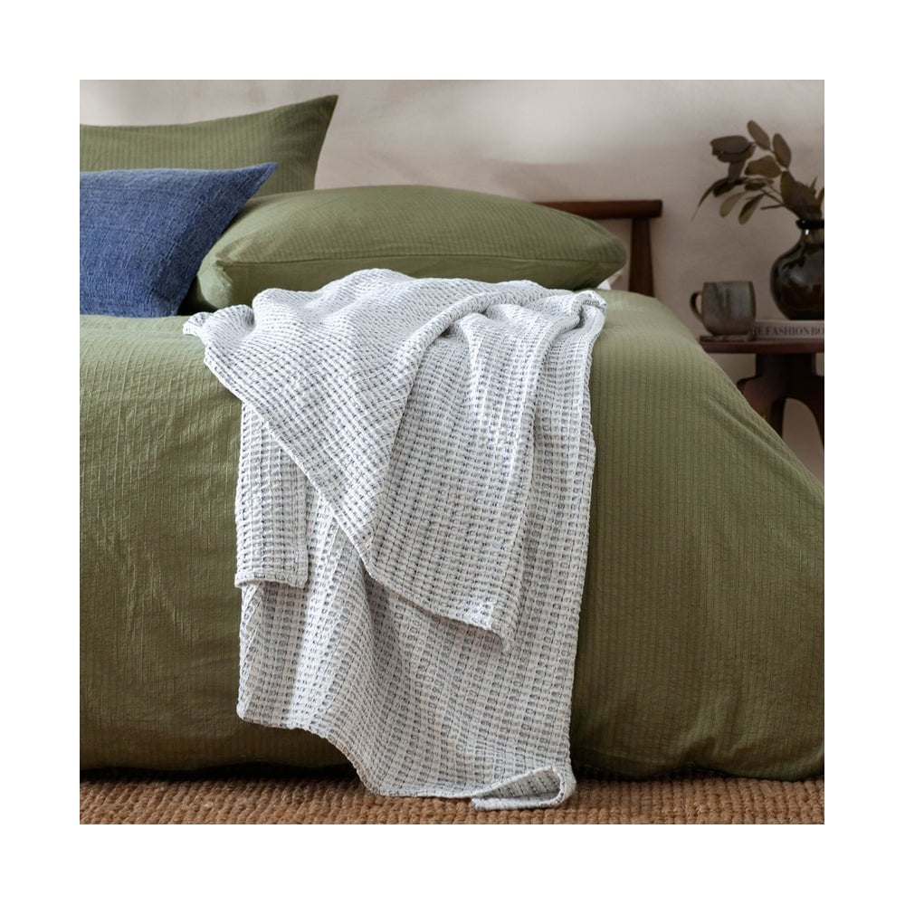 Waffle Textured 100% Cotton Bedspread