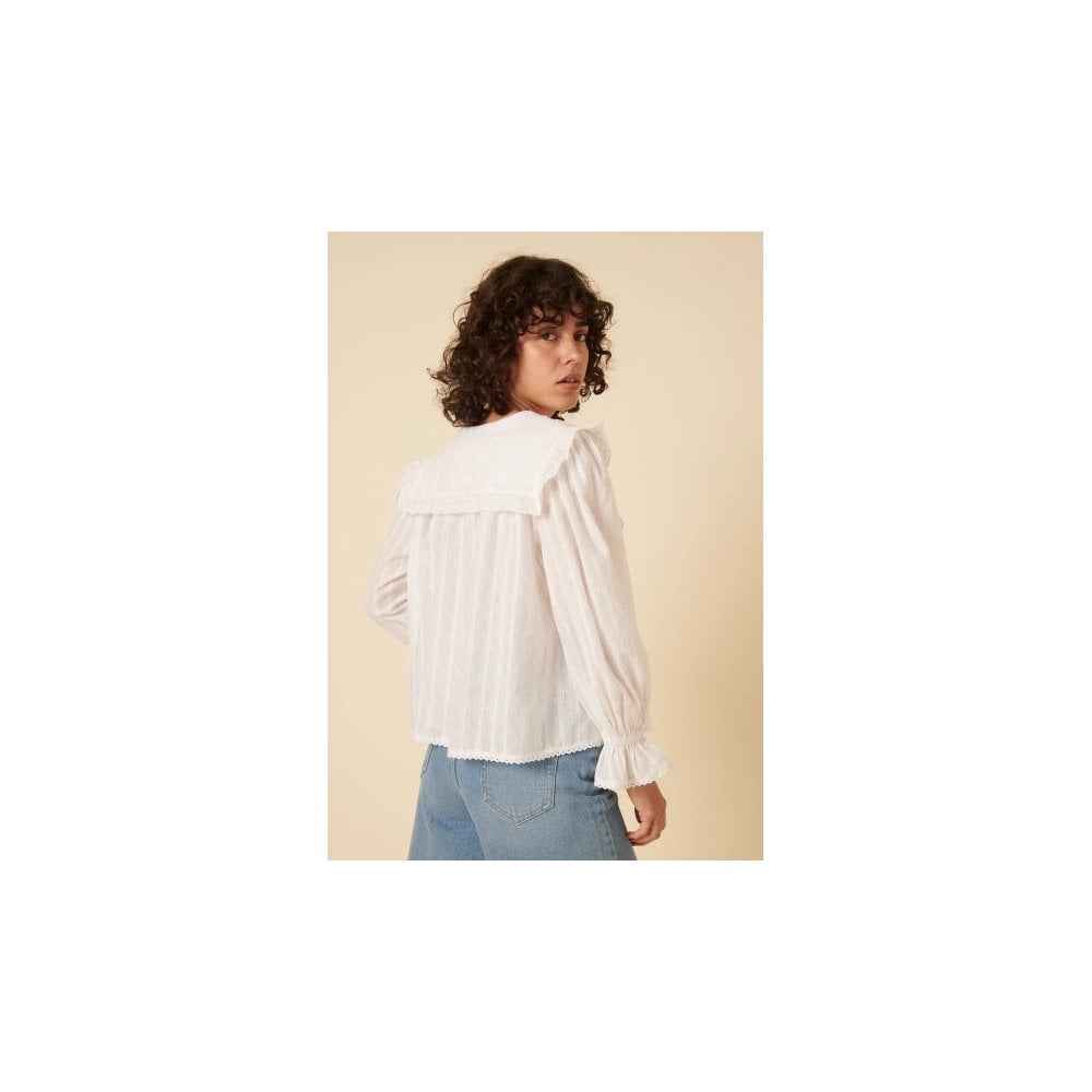 White Floral Embroidered Blouse