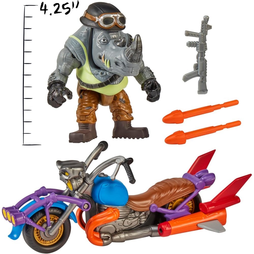 Turtles: Mutant Mayhem Chopper Cycle with exclusive Rocksteady Figure