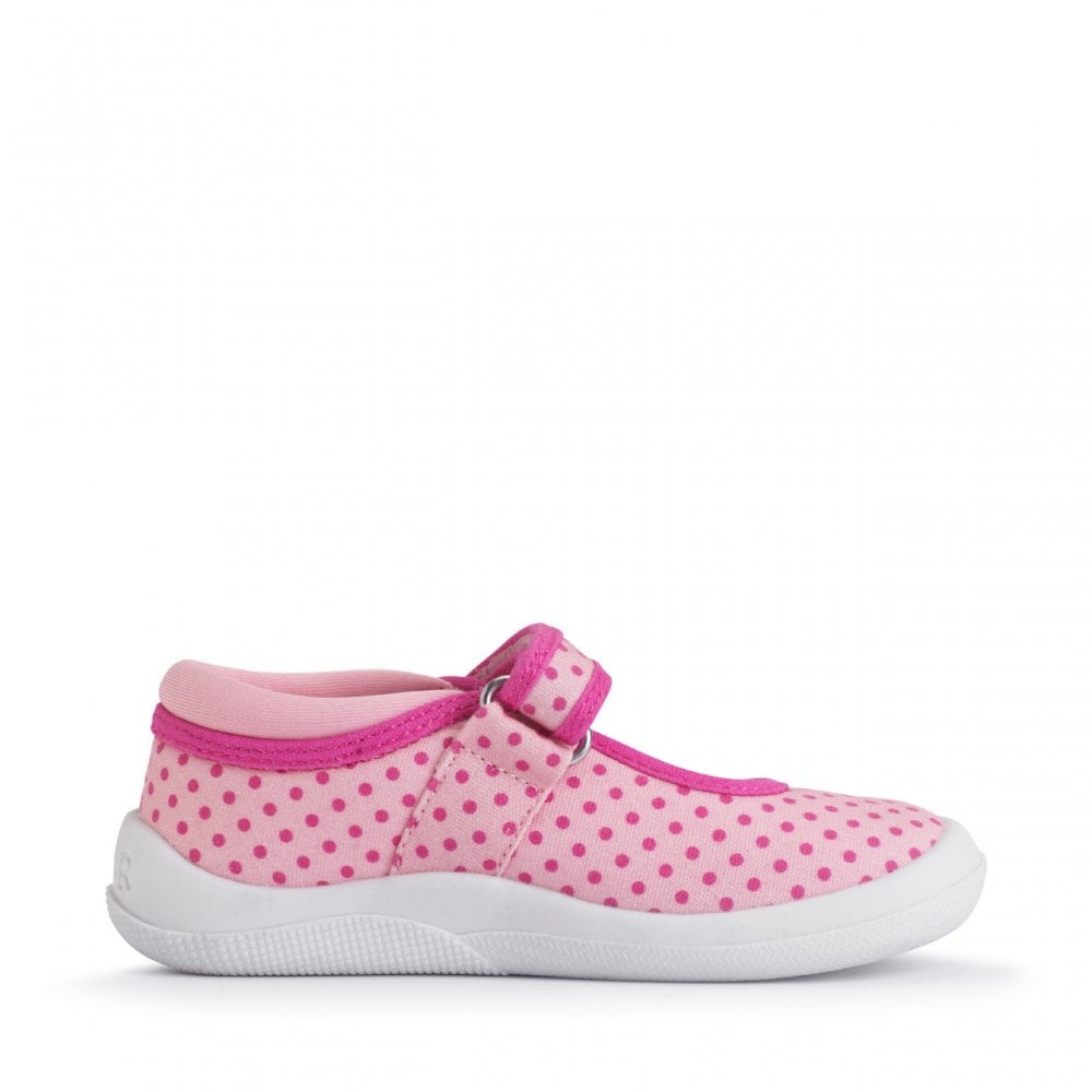 Wriggles Mary Jane pink polka dot girls rip-tape first walking shoes