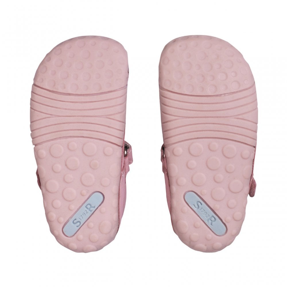 Tumble leather girls rip-tape t-bar pre-walkers