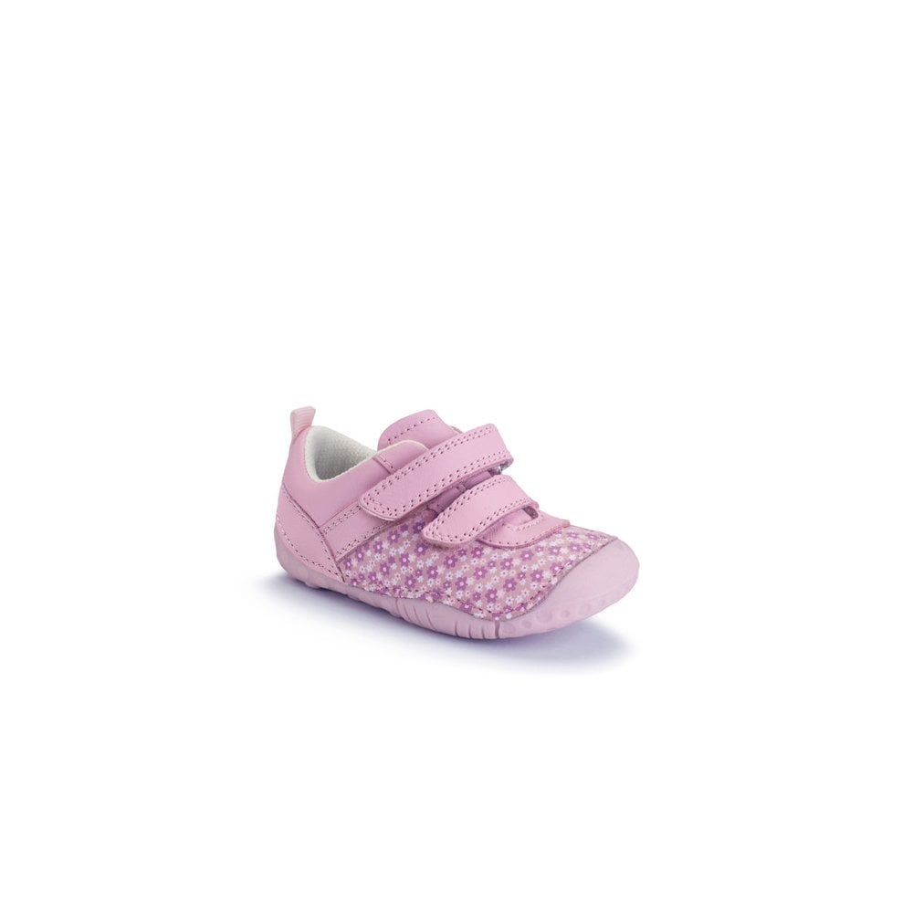 Little Smile leather/nubuck floral girls rip-tape pre-walkers
