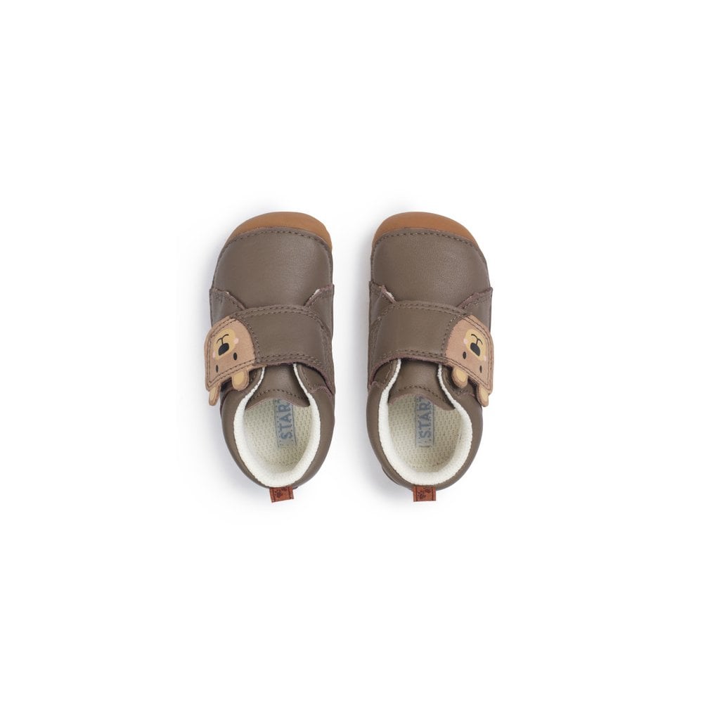 Bear Hug Pine bark leather/nubuck bear rip-tape pre-walkers