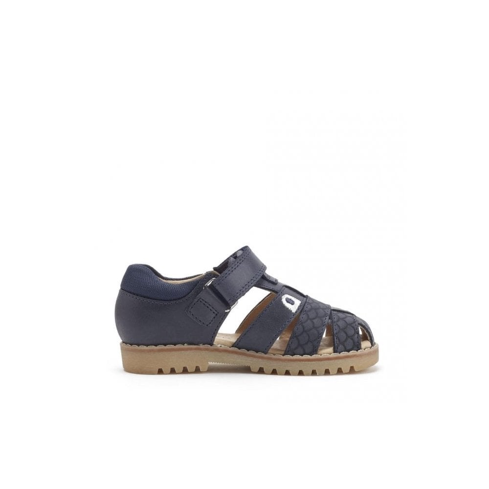 Dino Park Navy leather rip-tape sandals