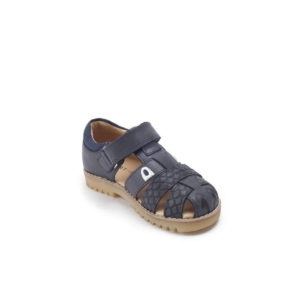 Dino Park Navy leather rip-tape sandals