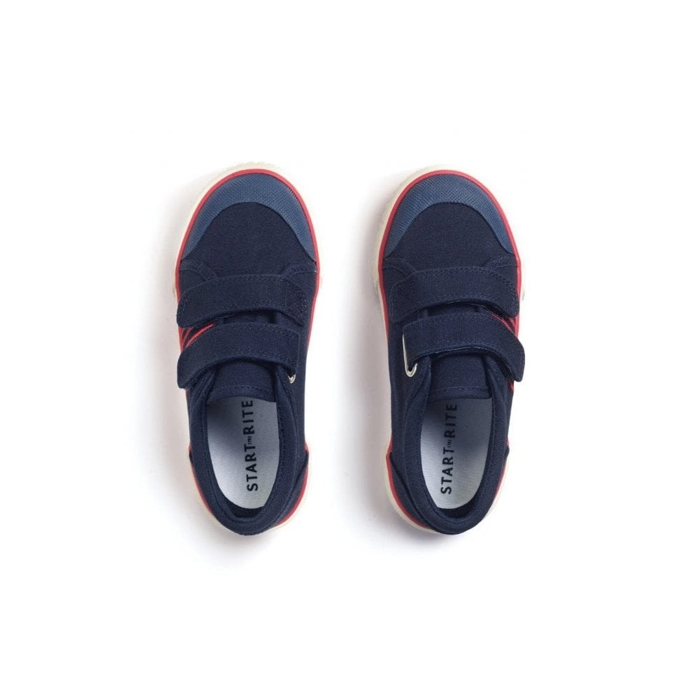 Sandy Beach Navy Boys And Girls Closed Rip-Tape Canvas Shoes