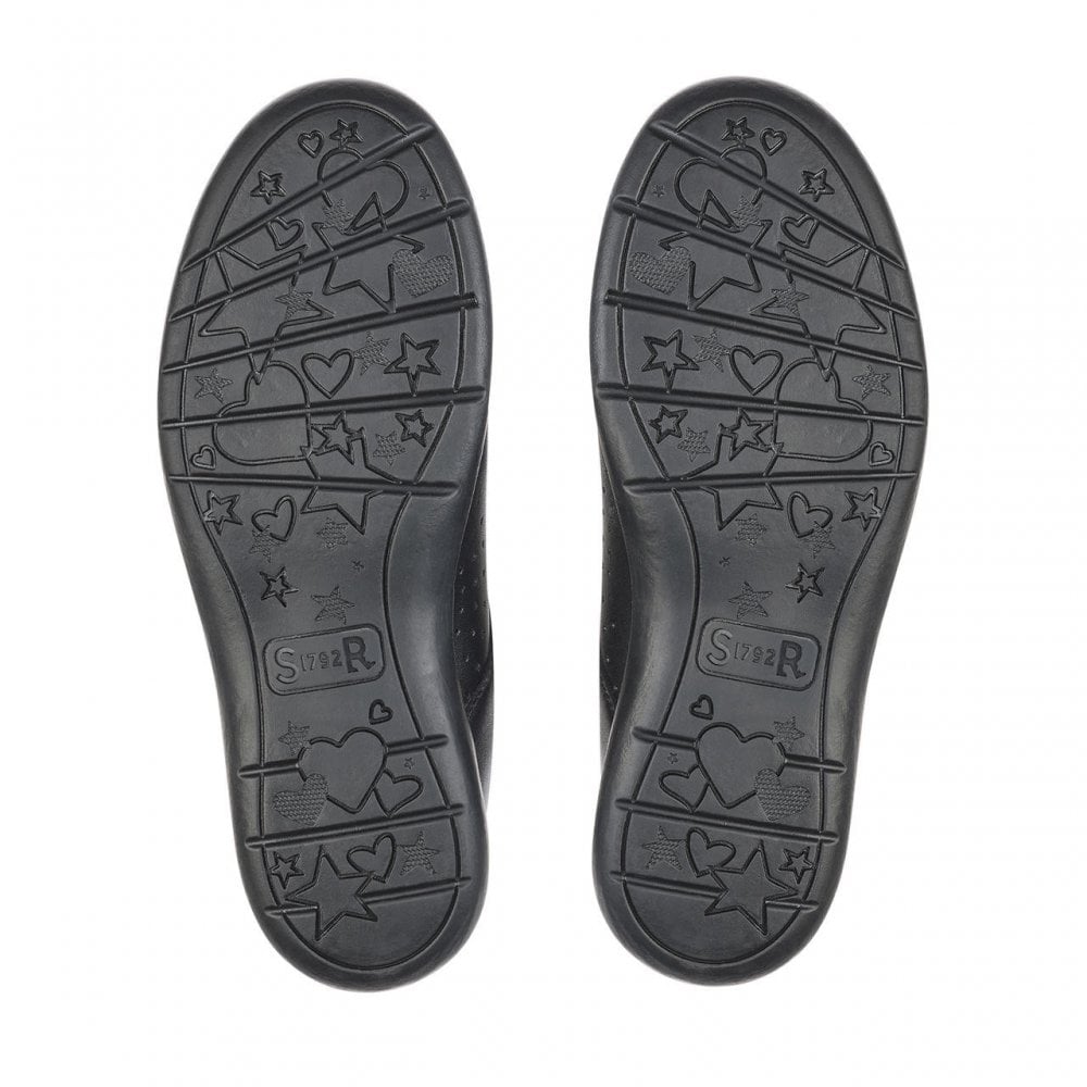 Star Jump Black leather girls t-bar rip-tape school shoes