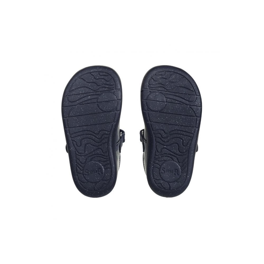 Puzzle Navy Blue Patent Girls Rip-Tape T-Bar First Walking Shoes