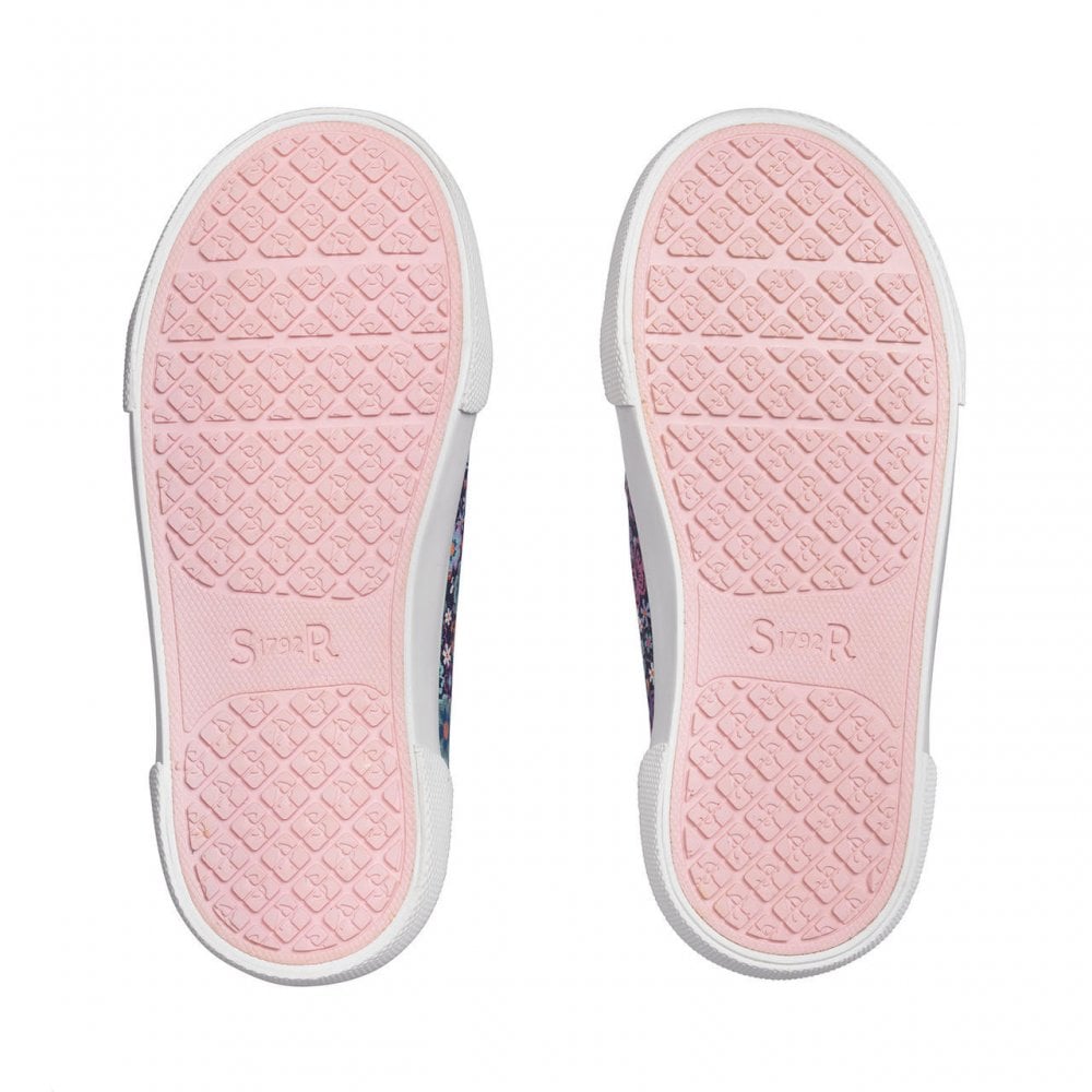 Garden Navy Floral Print Girls Rip-Tape Closed Canvas Shoes