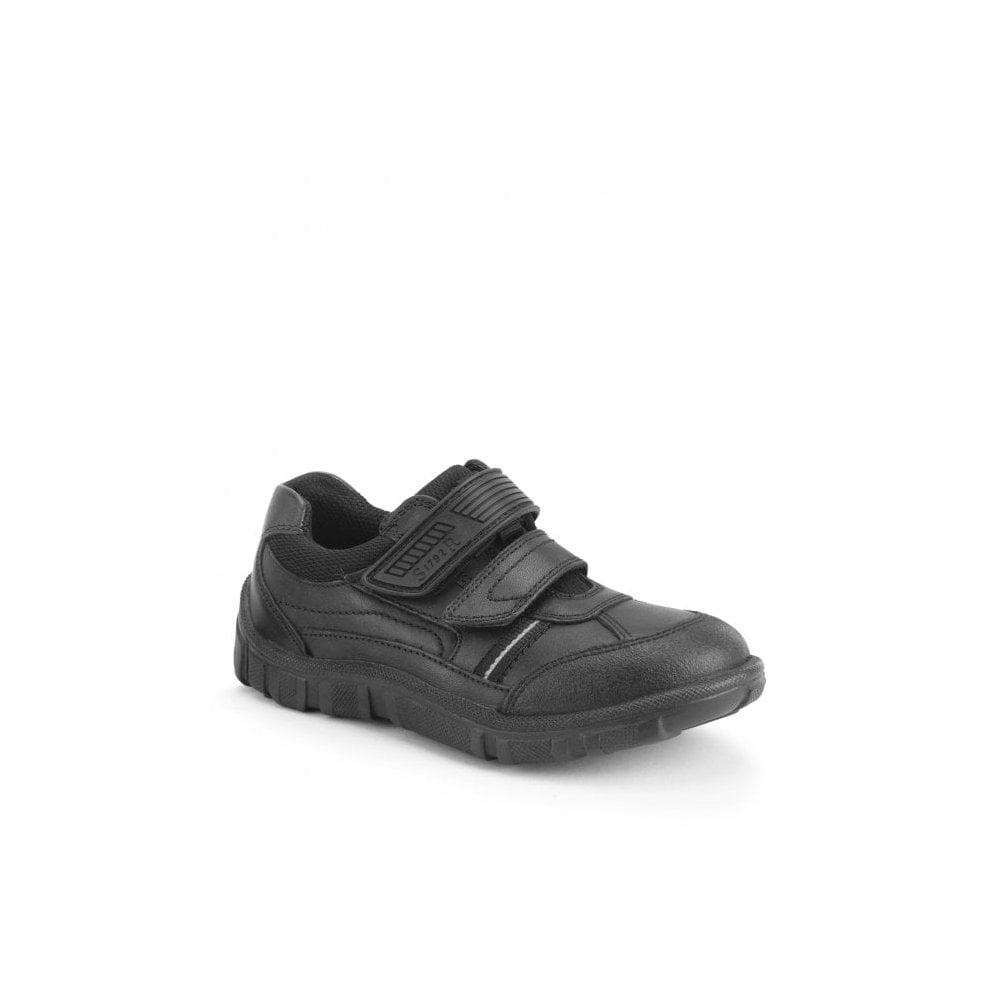 Luke Black leather boys rip-tape casual school shoes