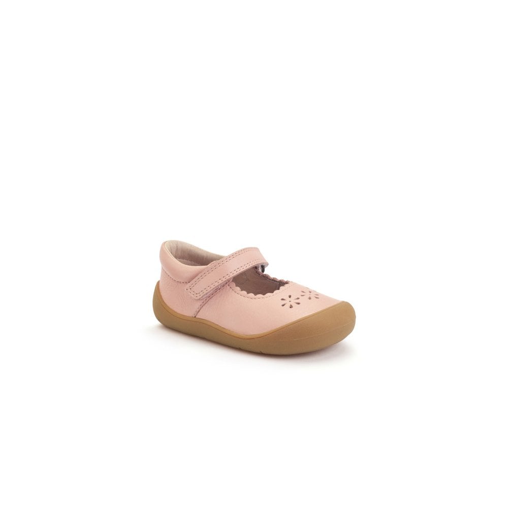 Eva Dusky pink leather girls rip-tape first walking shoes