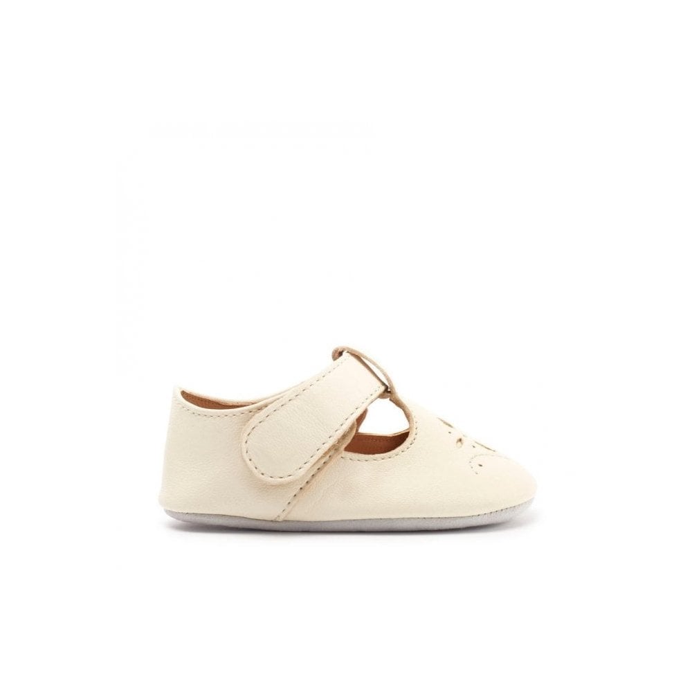 Rhyme Cream Leather Baby T-Bar Pre-Walking Pram Shoes