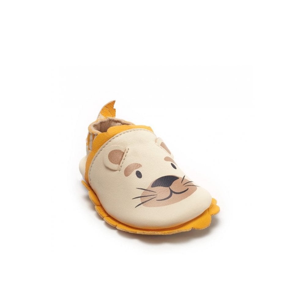 Fable Cream/yellow leather lion baby pram shoes