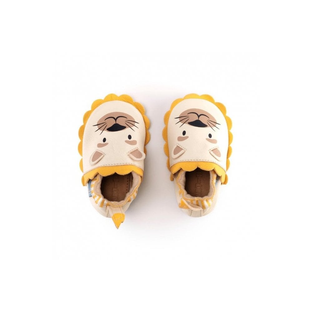 Fable Cream/yellow leather lion baby pram shoes