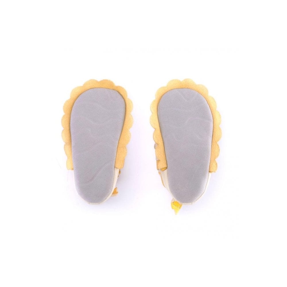 Fable Cream/yellow leather lion baby pram shoes