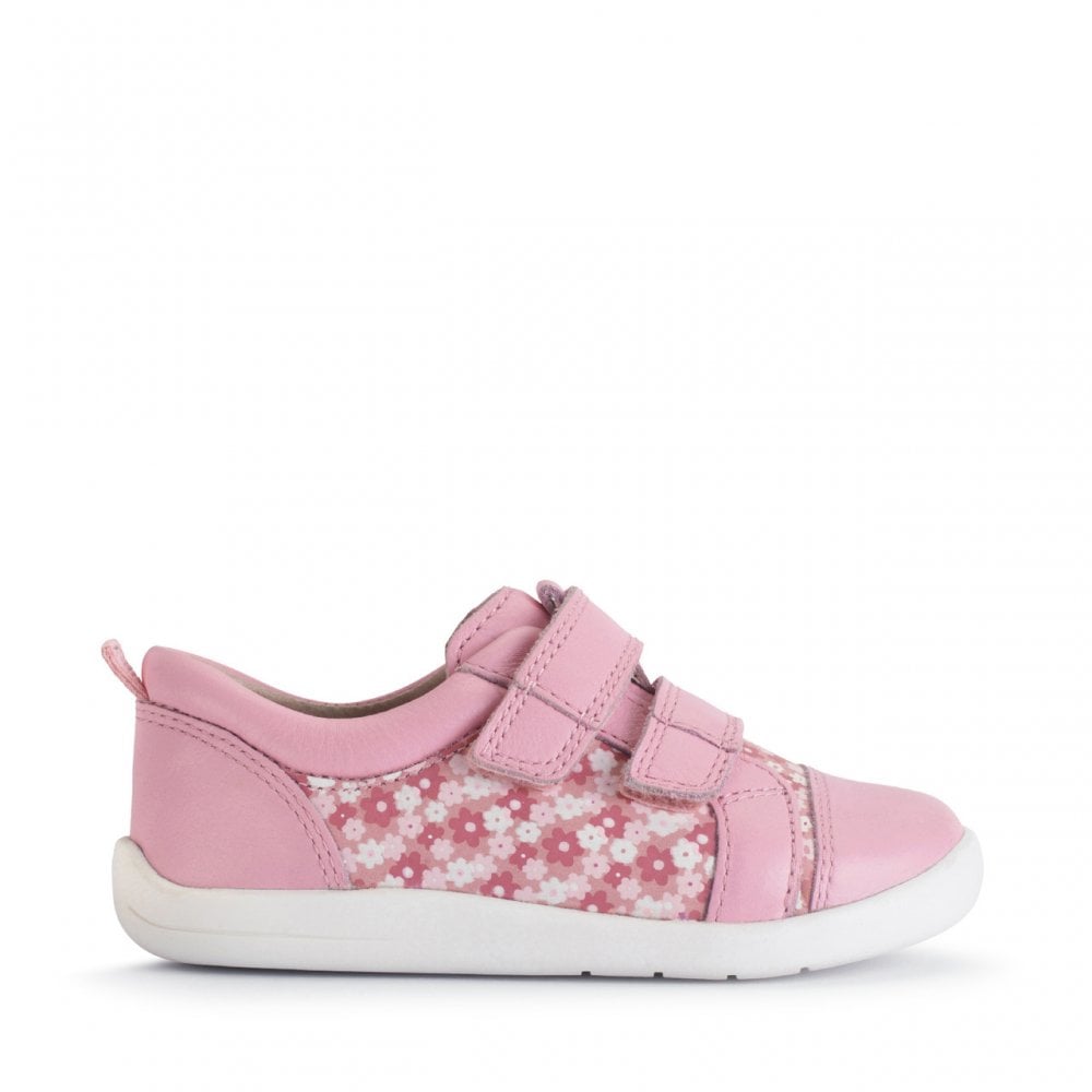 Playhouse Sugar pink leather floral rip-tape girls first walking shoes