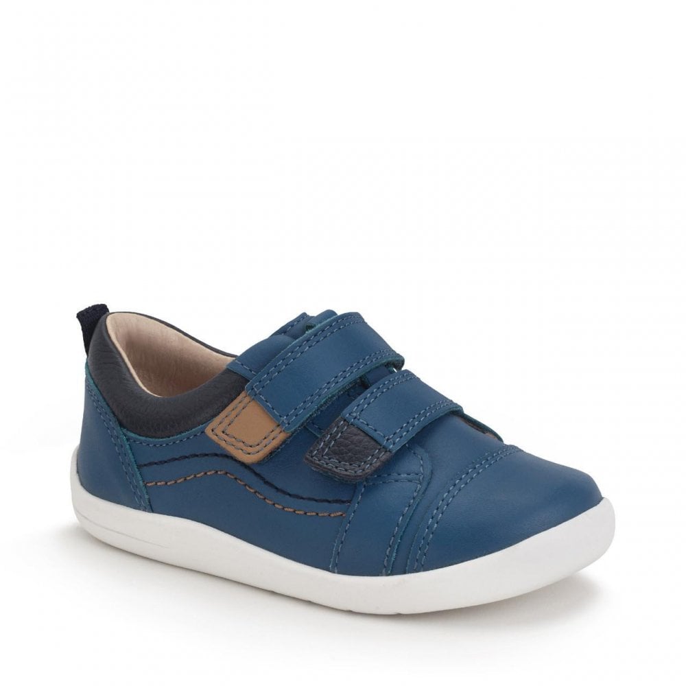 Playhouse Blue leather rip-tape first walking shoes