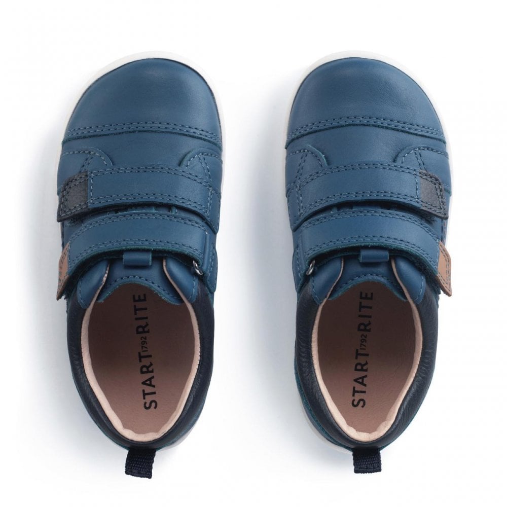 Playhouse Blue leather rip-tape first walking shoes