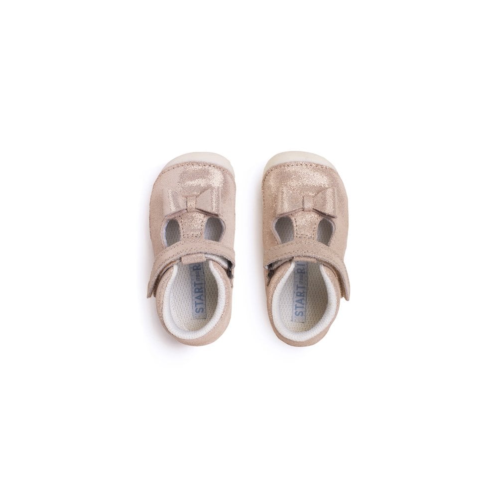 Wiggle Pale gold glitter nubuck girls t-bar pre-walker shoes