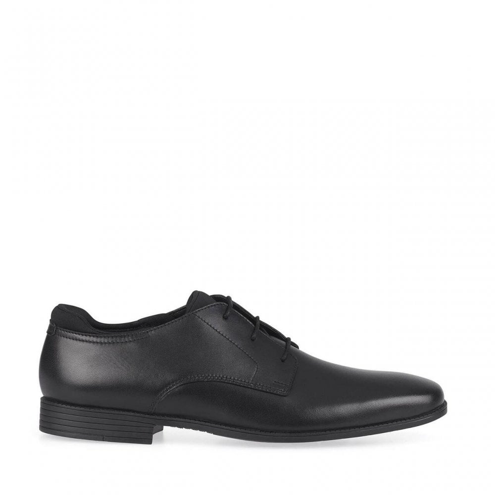 Academy Black leather boys primary lace-up school shoes