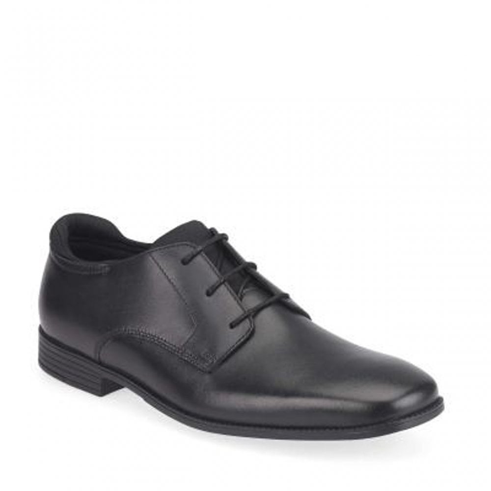 Academy Black leather boys primary lace-up school shoes