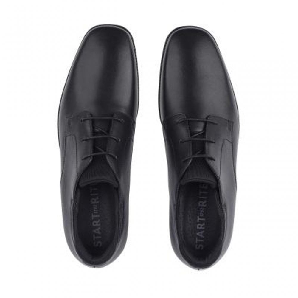 Academy Black leather boys primary lace-up school shoes