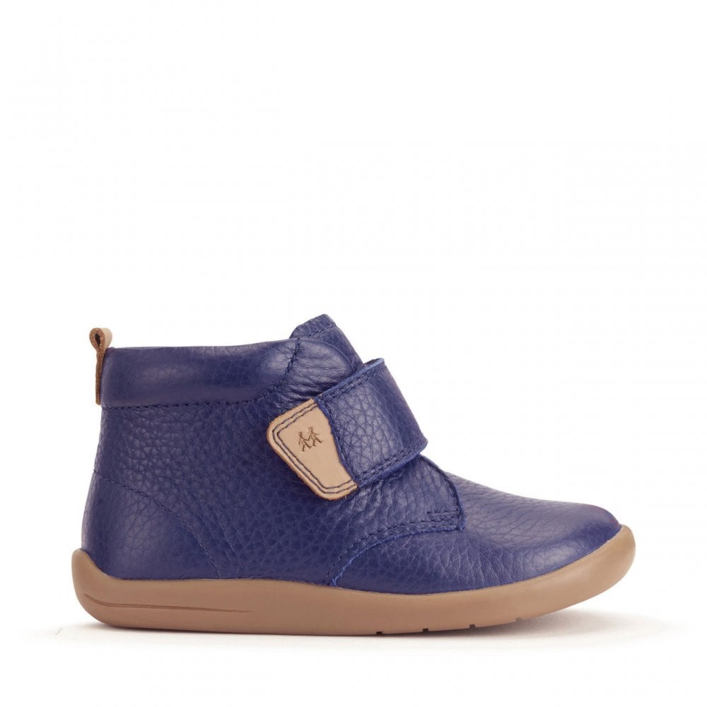 Totter French navy leather rip-tape first ankle boots