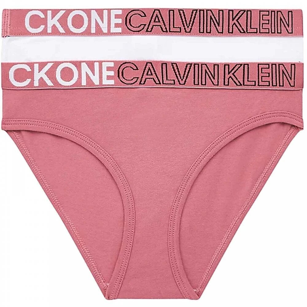Girls 2 Pack CK One Bikini Brief, Berry Blush/Pvh White