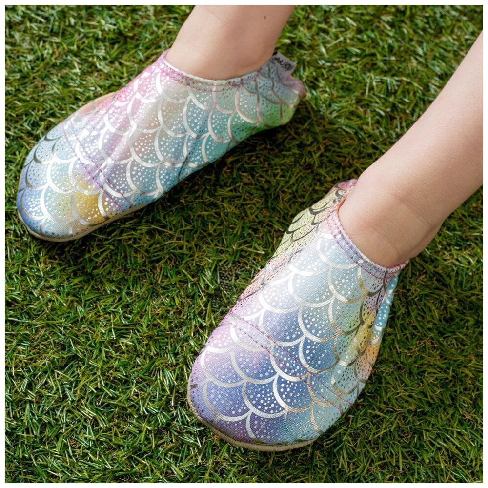 Finny Rainbow Mermaid Foil Print Kids Slipfree Shoes