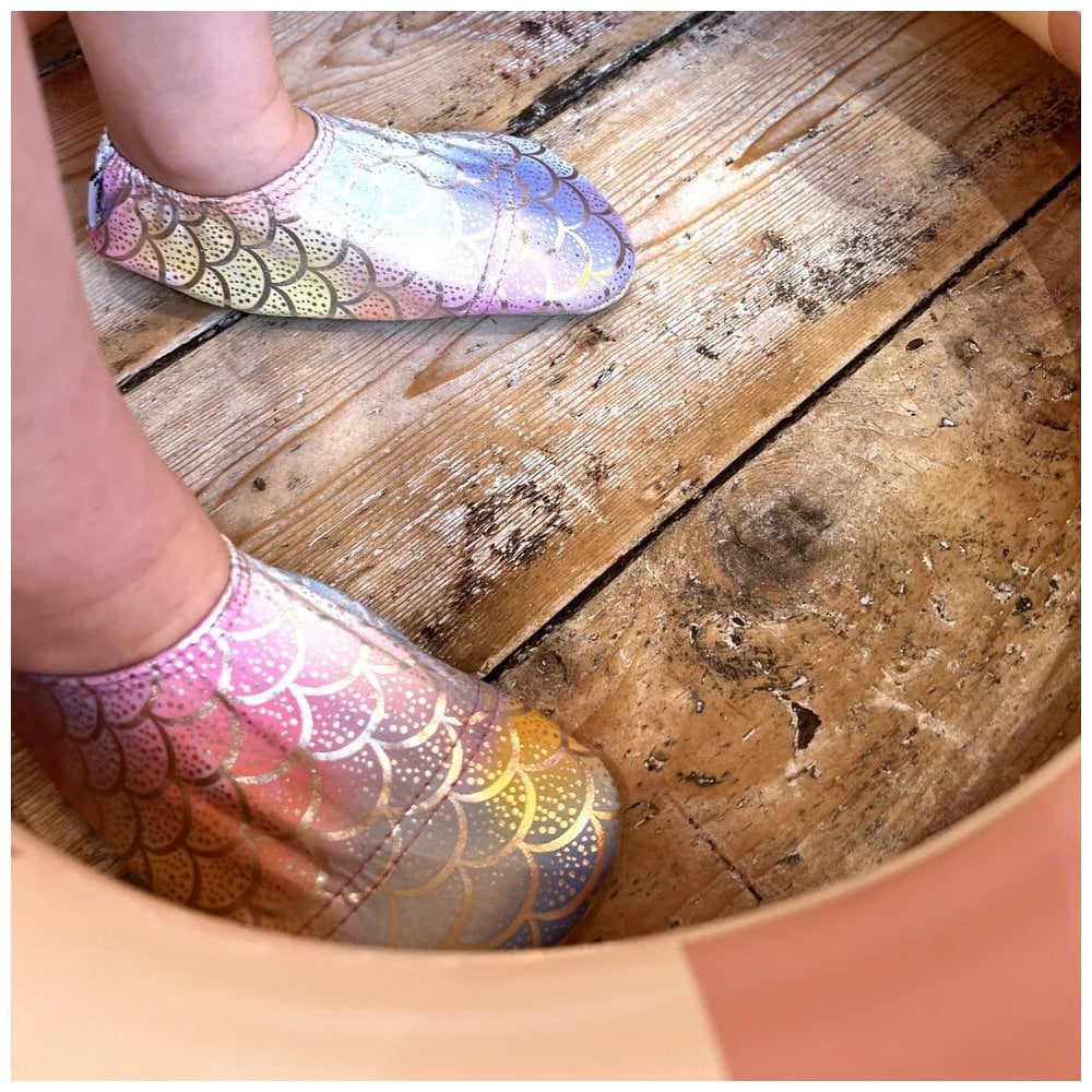 Finny Rainbow Mermaid Foil Print Kids Slipfree Shoes