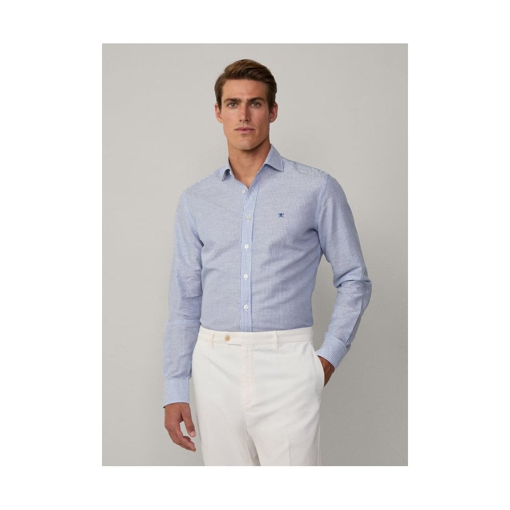 Tailored Fit Linen Bengal Stripe Shirt