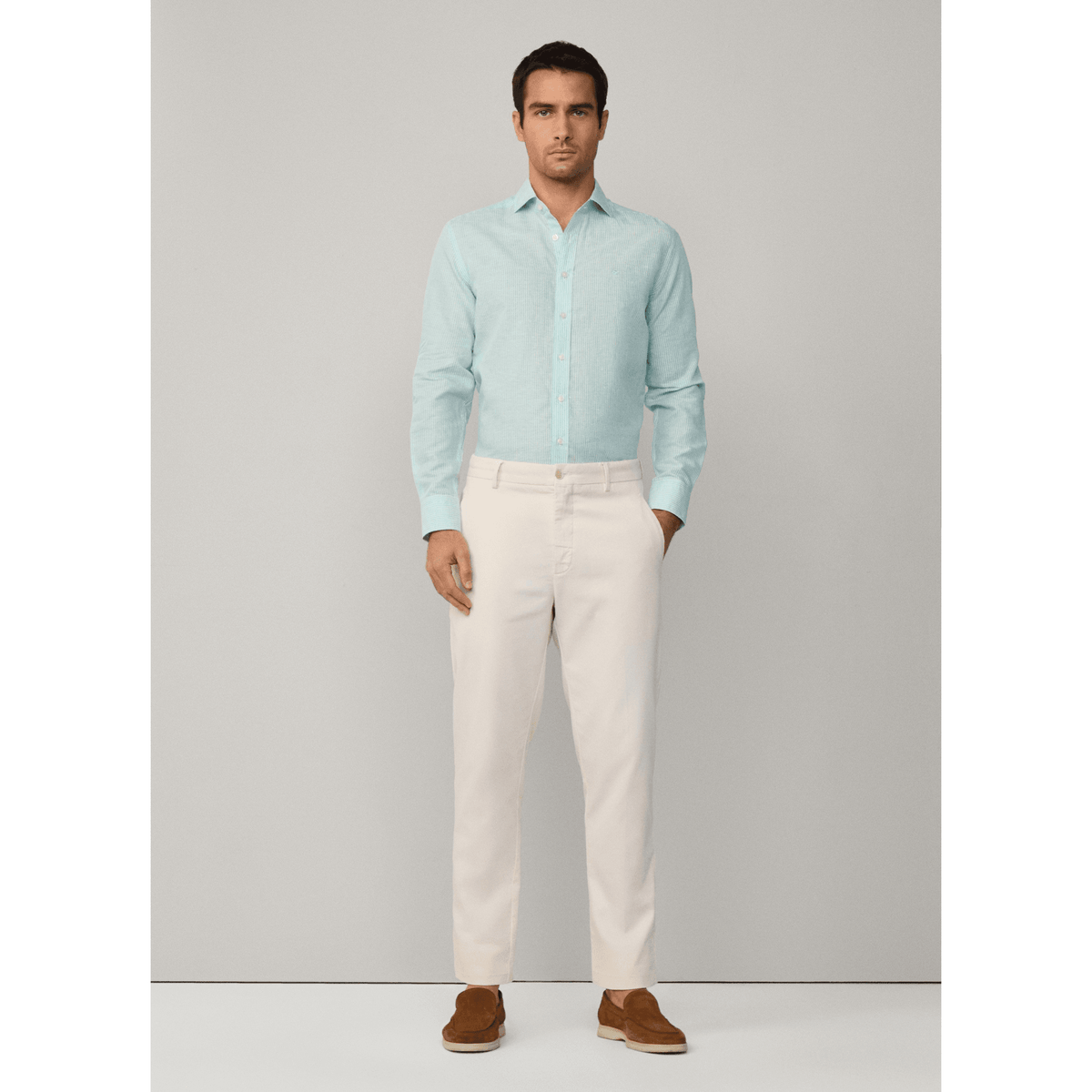 Tailored Fit Linen Bengal Stripe Shirt