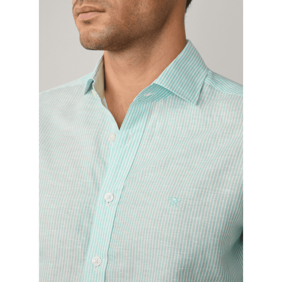 Tailored Fit Linen Bengal Stripe Shirt