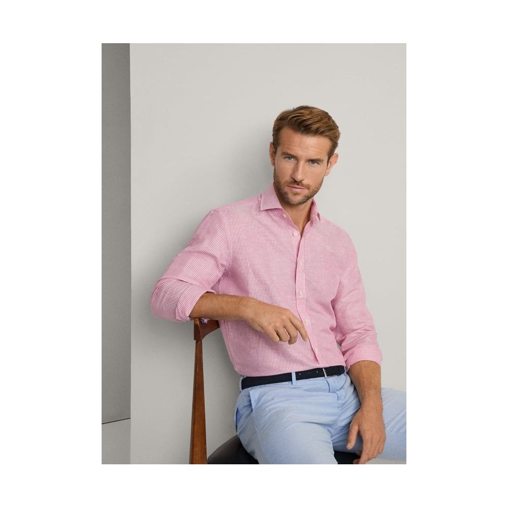 Tailored Fit Linen Bengal Stripe Shirt