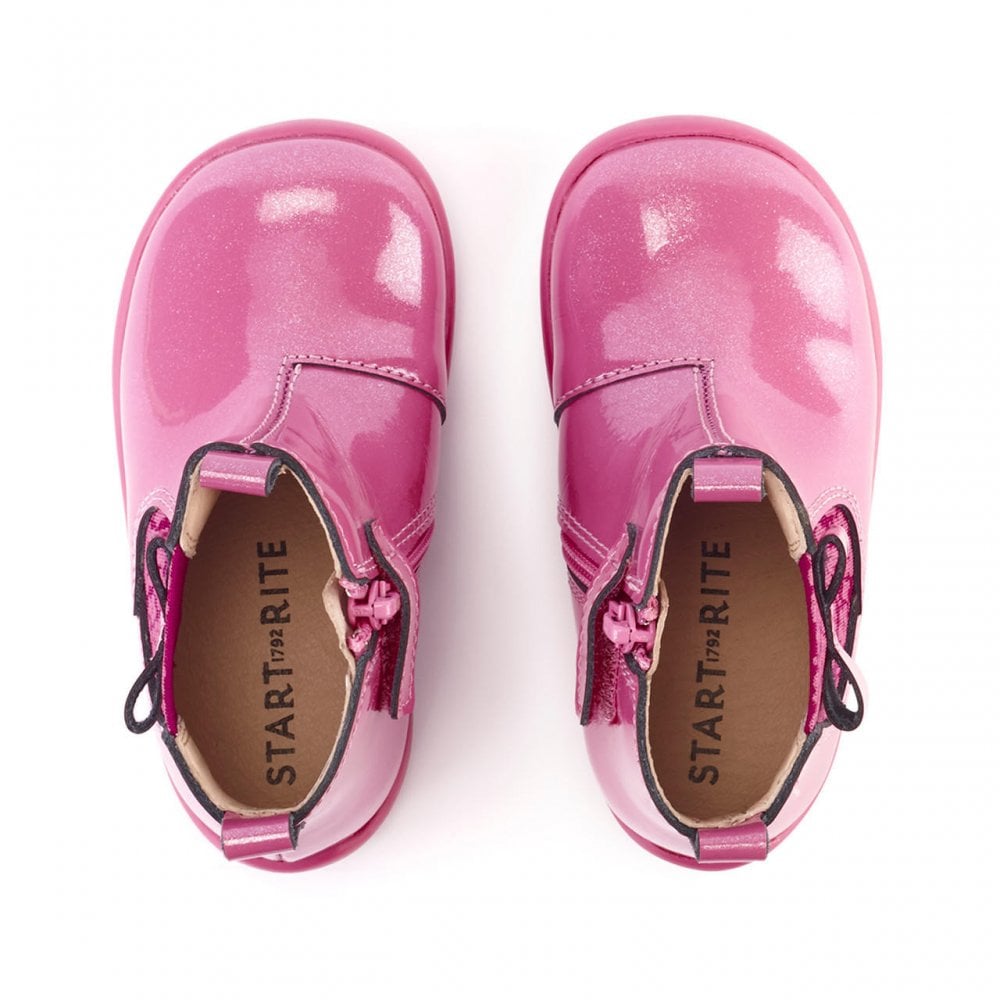 Wonderland glitter patent girls zip-up boots