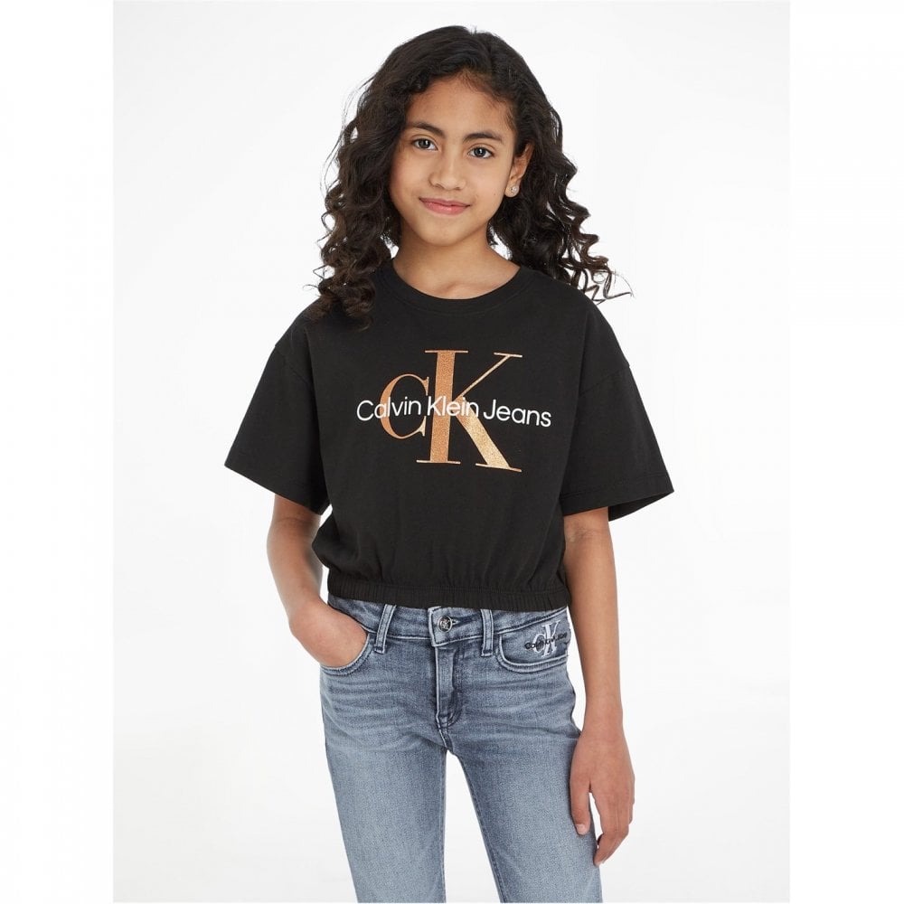 Bronze Monogram T-Shirt Black