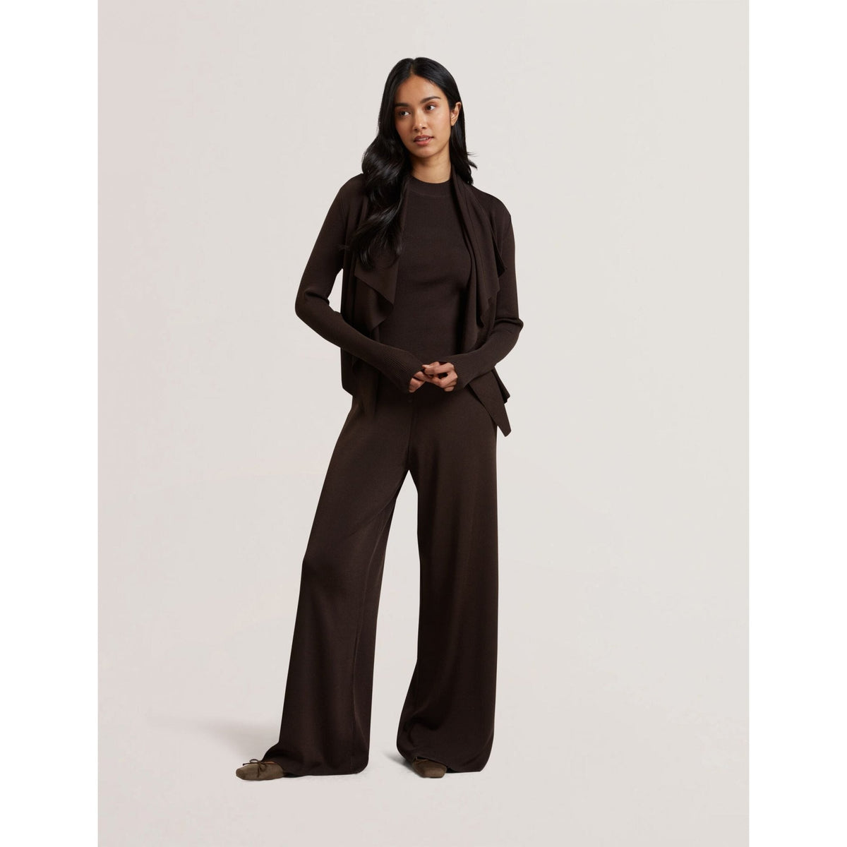 Elliyy Waterfall Front Knitted Open Cardigan