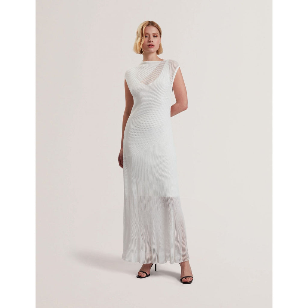Celyina Sheer Detail Textured Knit Midaxi Dress