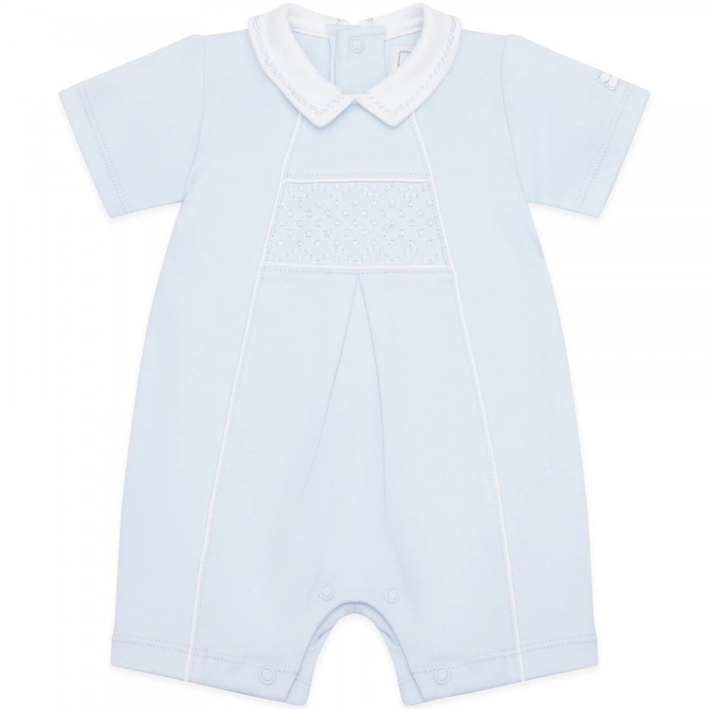 Ilock Romper  inset emb panel & piping detail