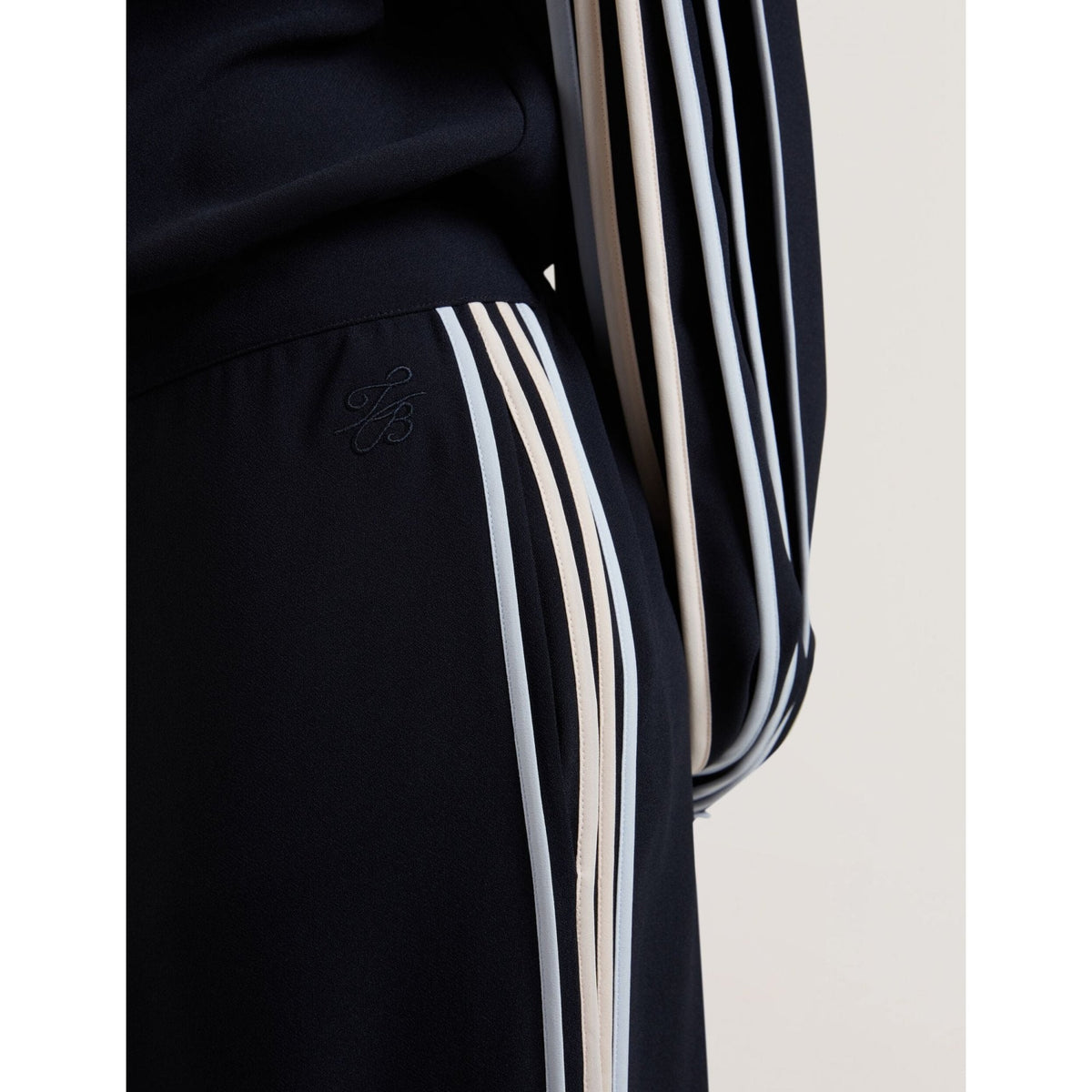 Gorjja Piping Detail Wide Leg Crepe Trousers