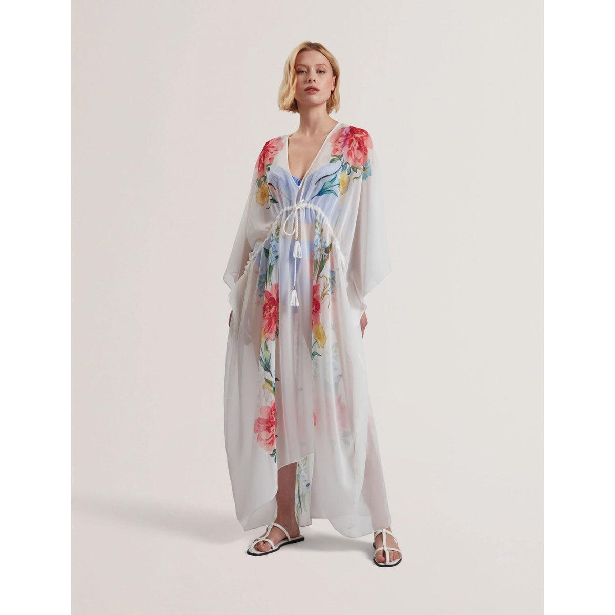 Luusaa Floral V-Neck Maxi Kaftan Beach Dress