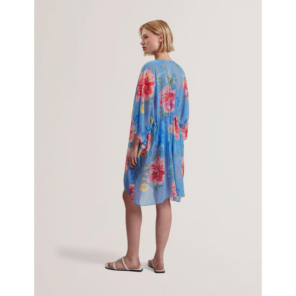 Larja Floral Print Chiffon Mini Beach Kaftan