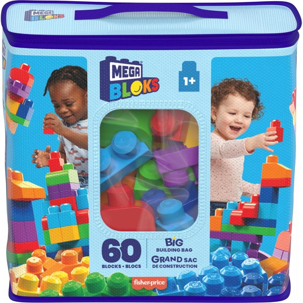 Mega Bloks Big Building Bag 60pc Blue