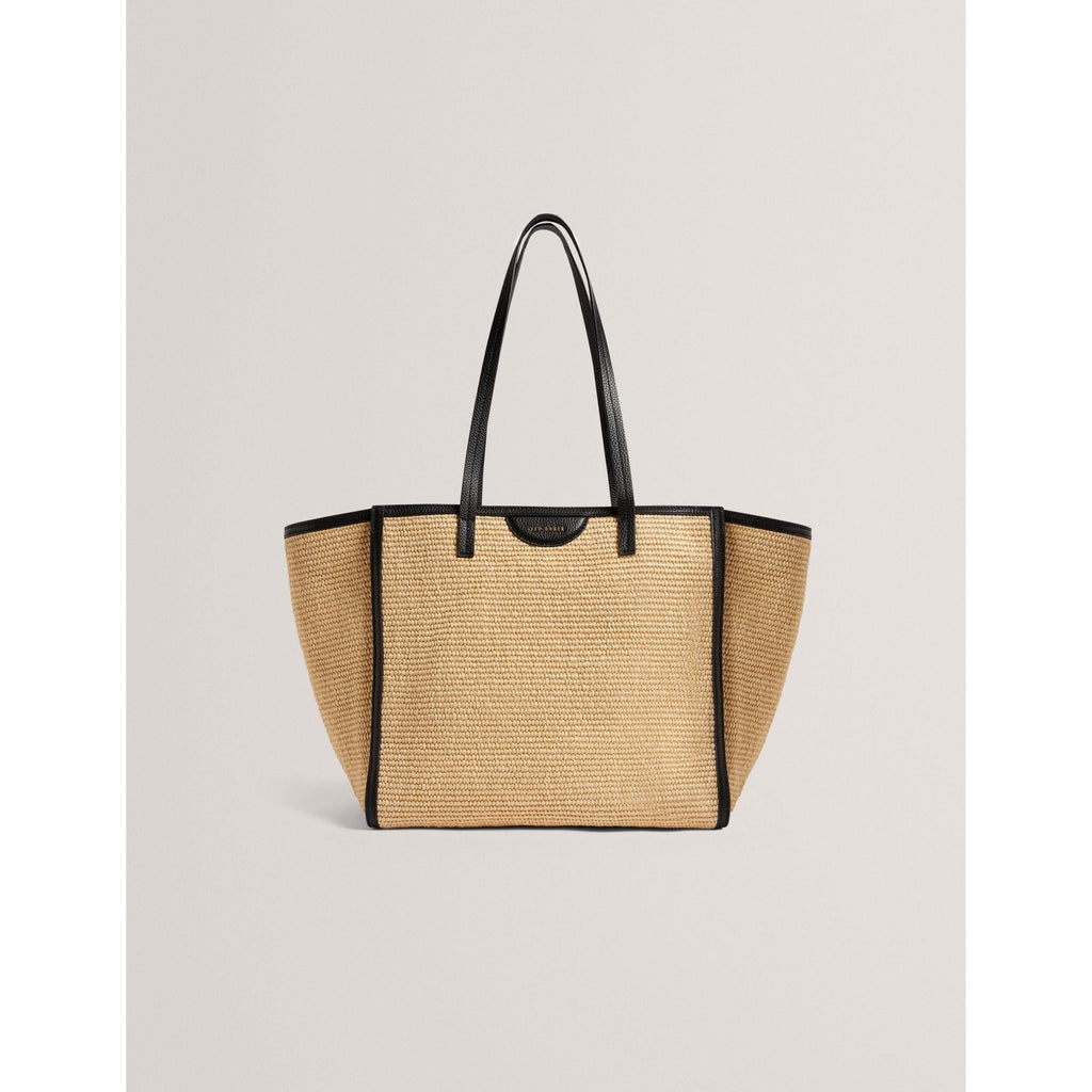 Barni Faux Raffia Leather Trim Large Shopper Bag