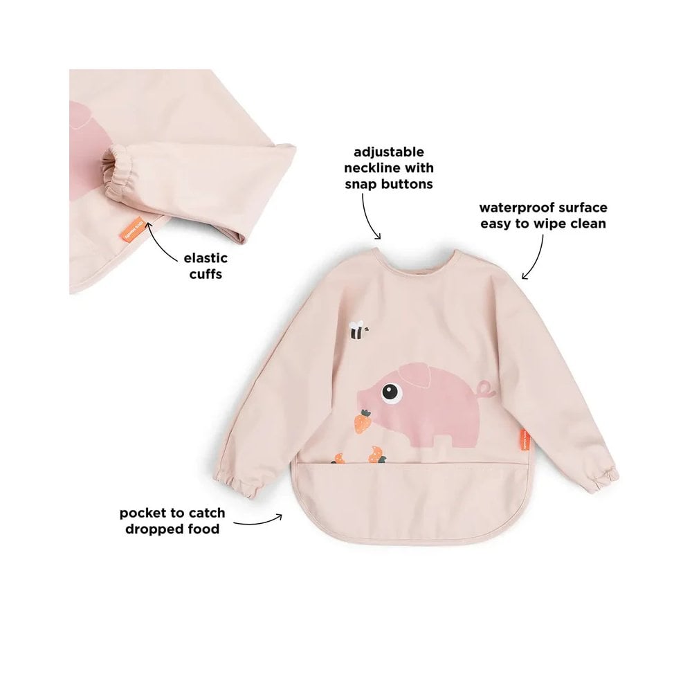 Sleeved pocket bib Tiny farm Powder