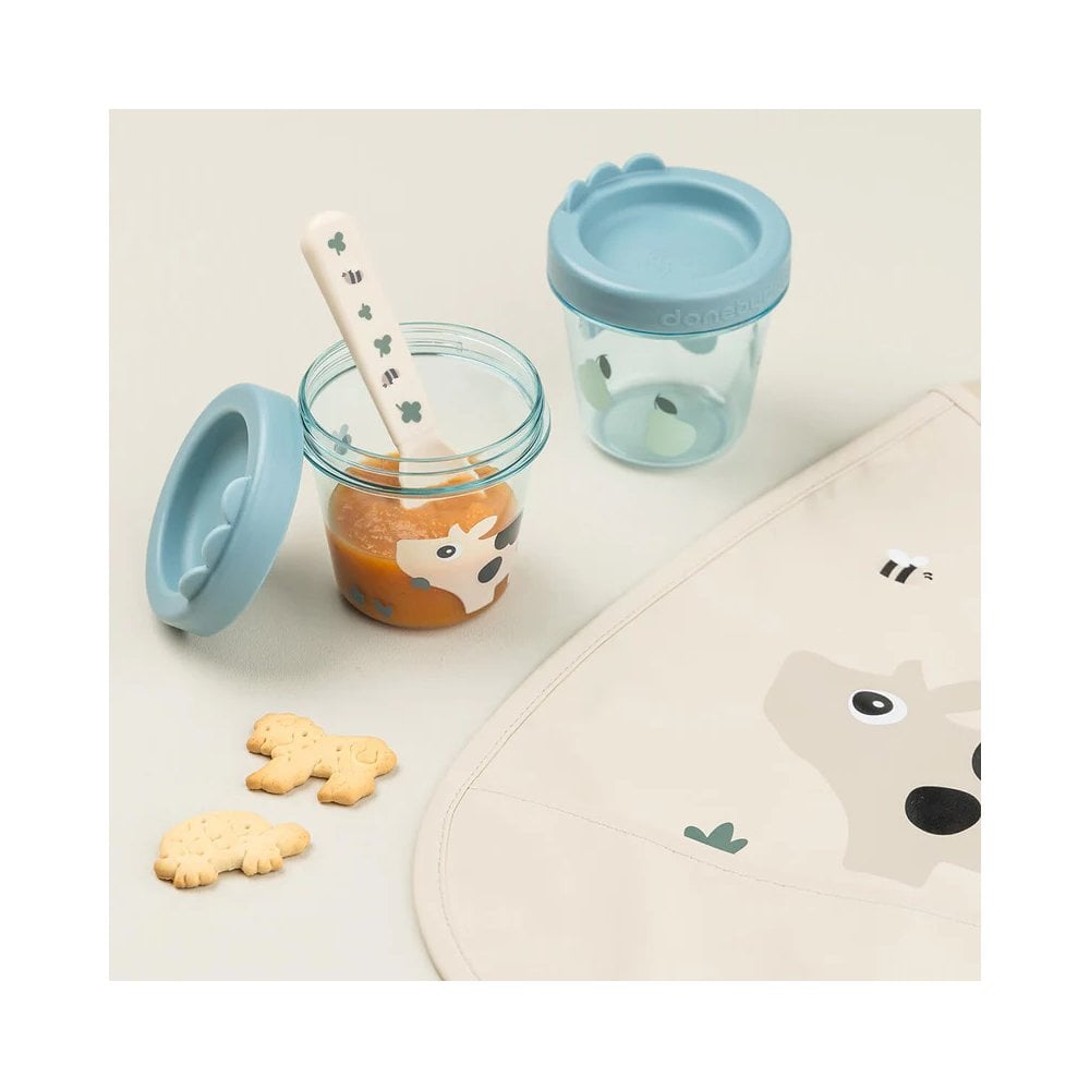 Baby food container 2-pack Tiny farm Blue