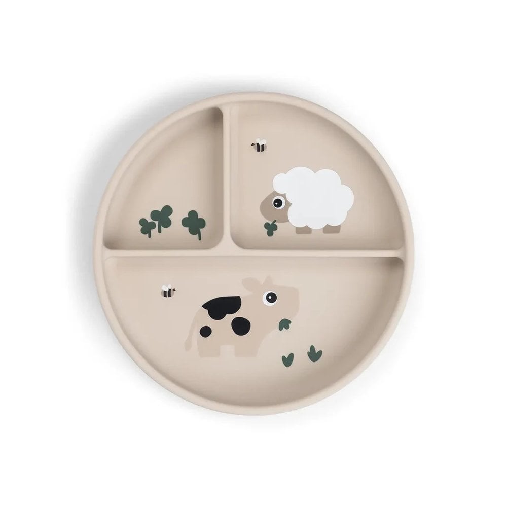 Stick&Stay compartment plate Tiny farm Sand